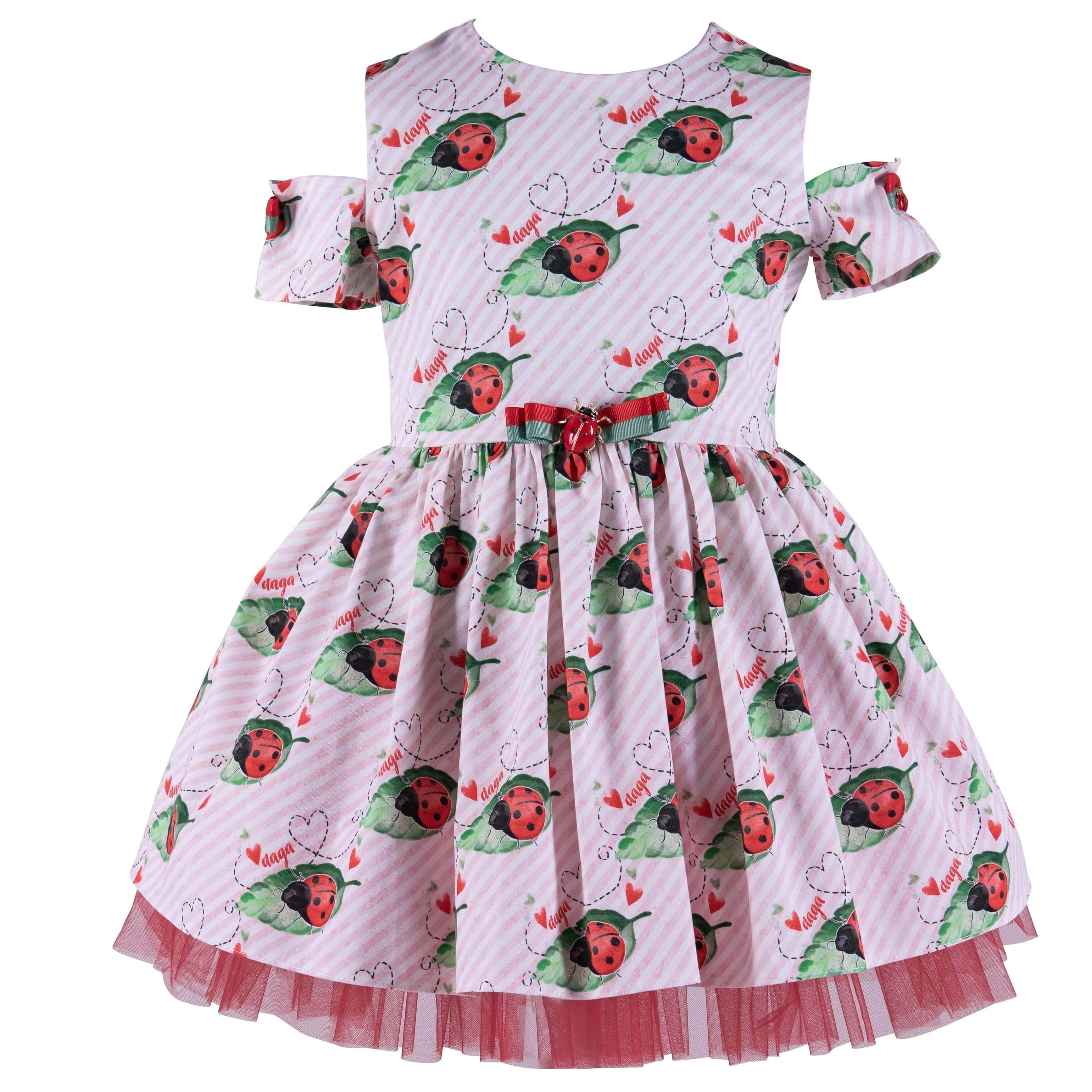 Daga - Crazy Ladybirds Off The Shoulder Dress - White