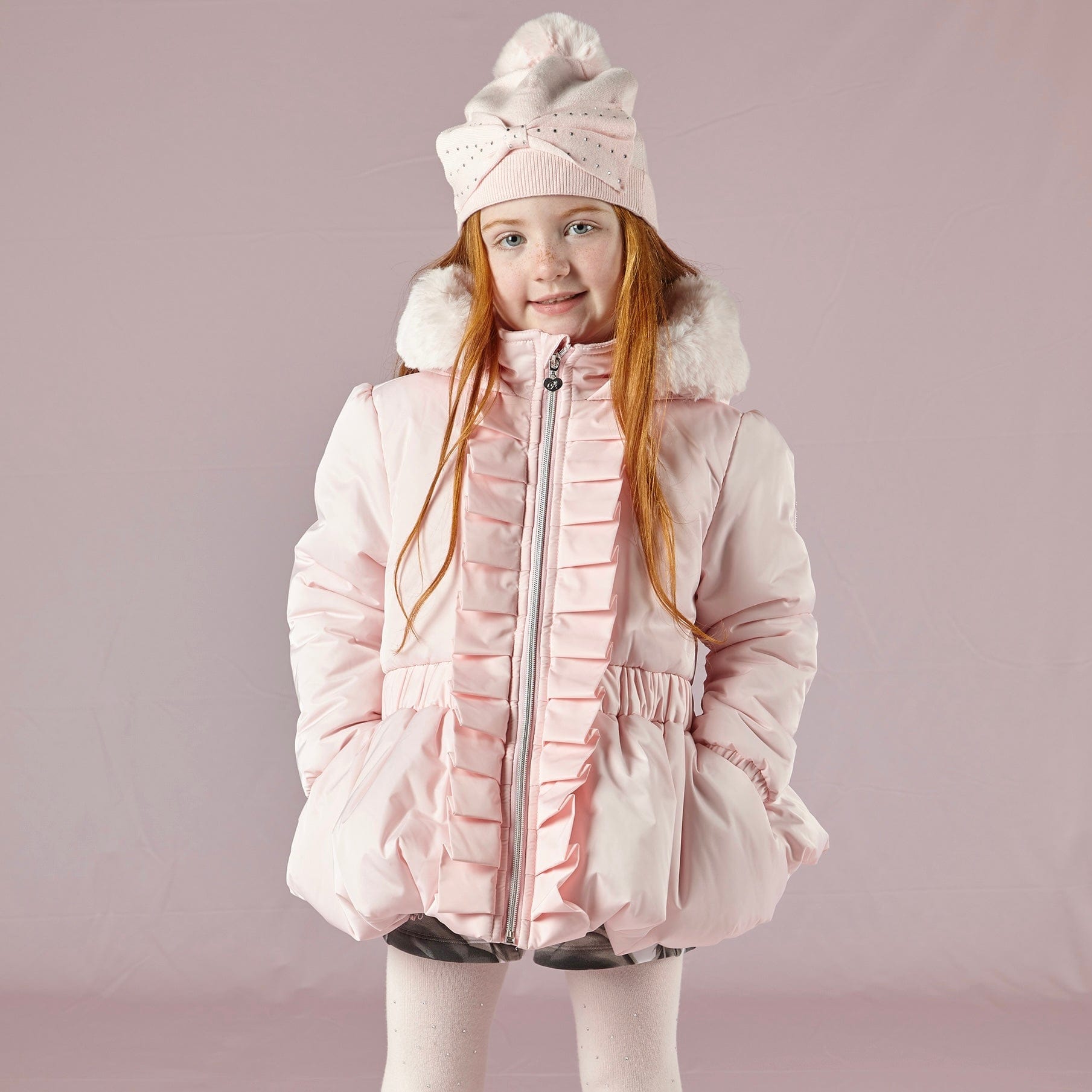 A DEE - Thea Front Frill Short Jacket - Pale Pink