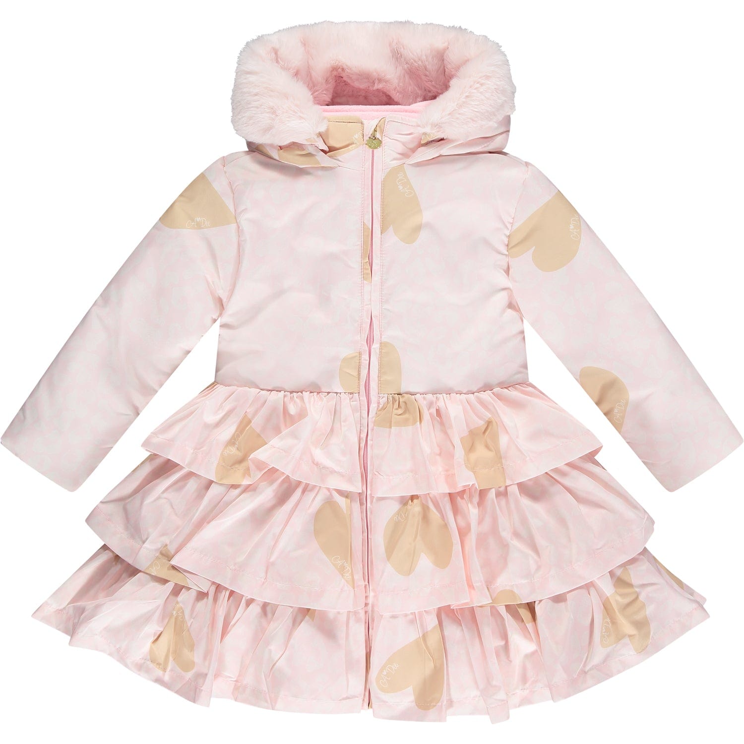 A DEE - Penelope Faux Fur Hooded Jacket - Pale Pink
