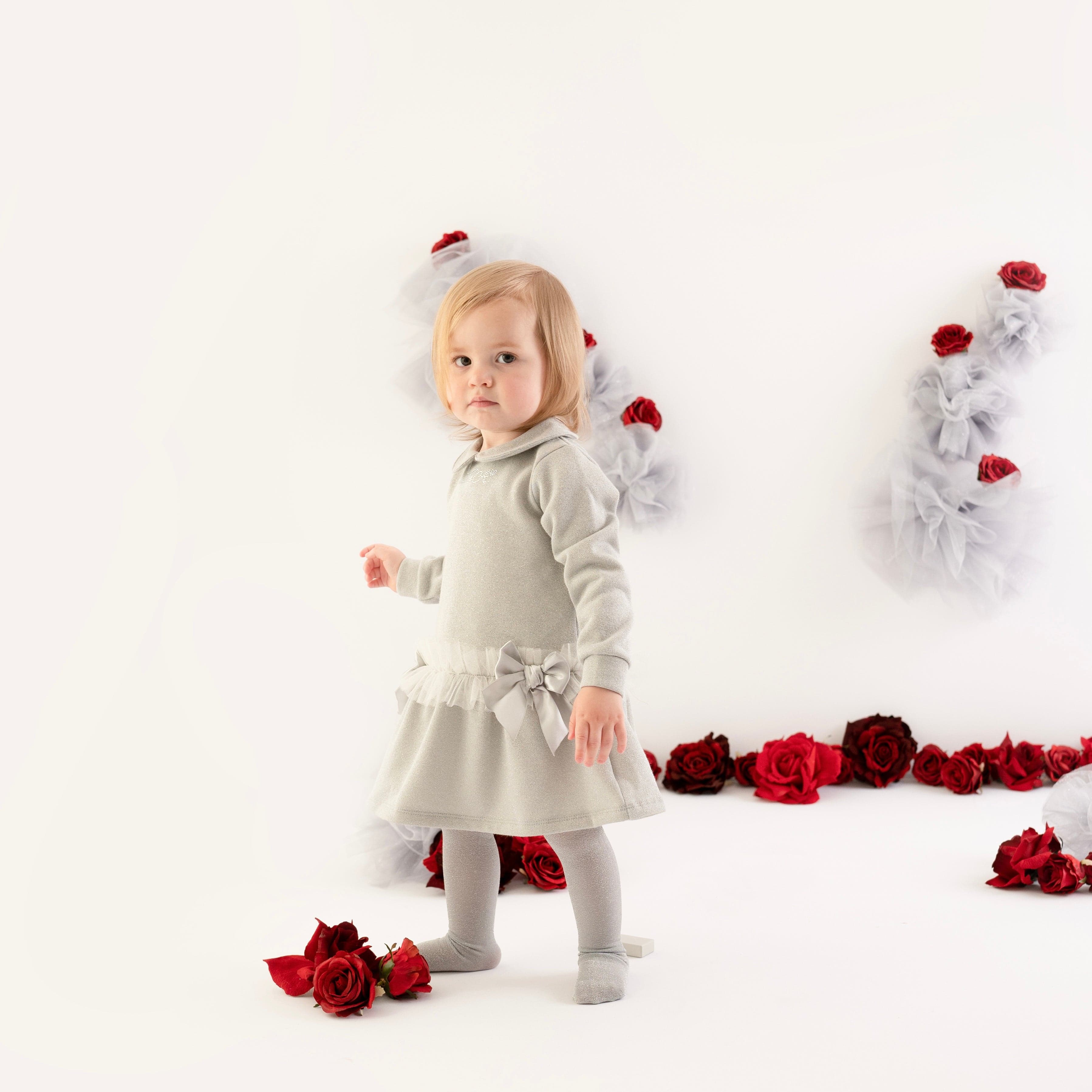 LITTLE A - Faye Lurex Dress - Silver