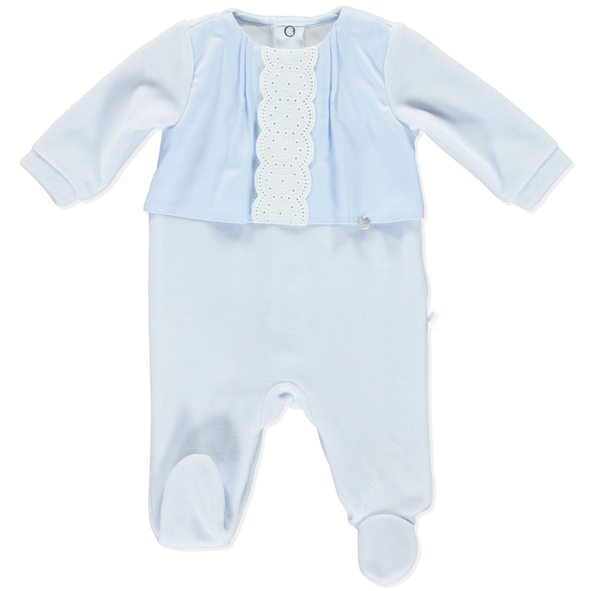 PURETÉ - Velour Detail Babygrow - Blue