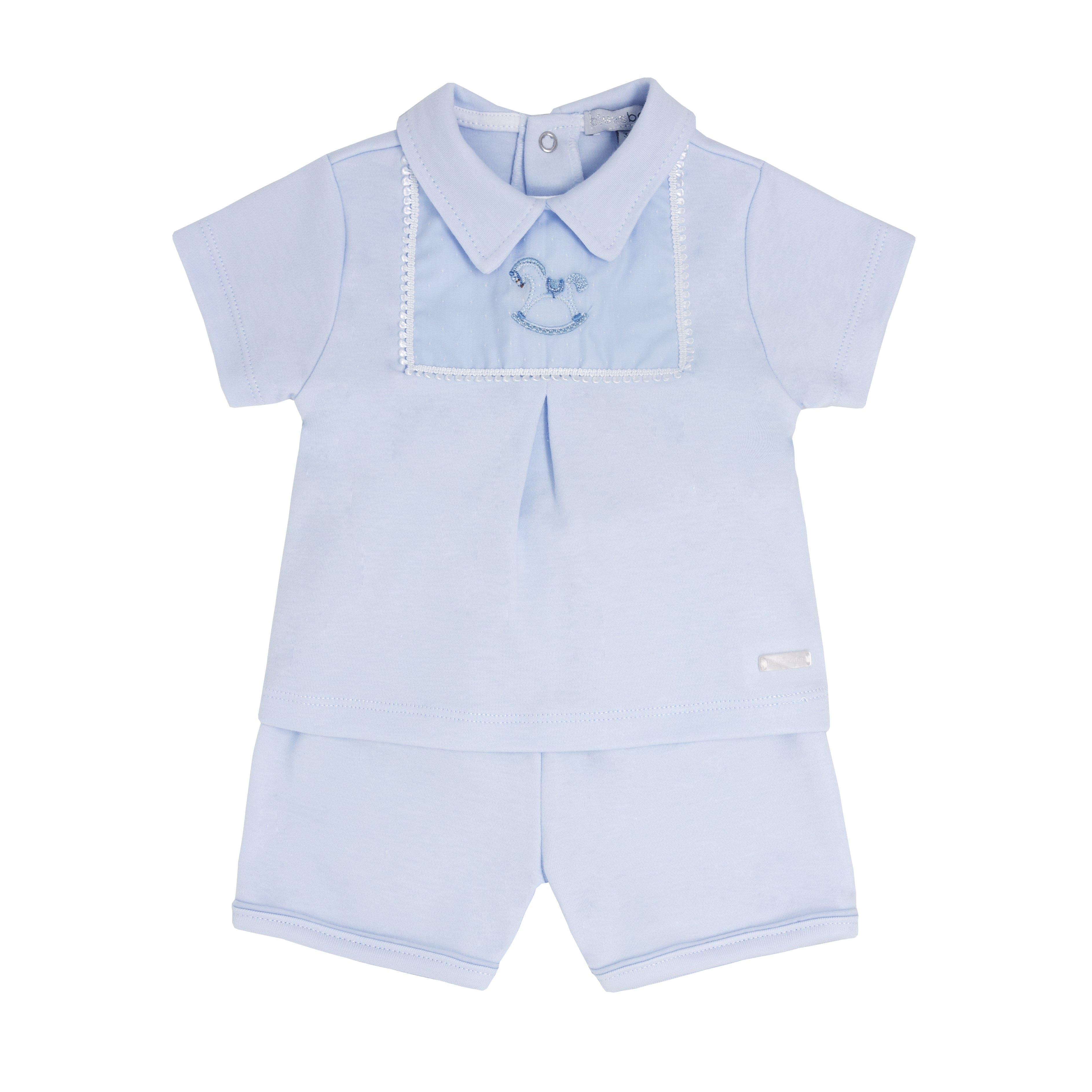 BLUES BABY - Rocking Horse Cotton Short Set - Blue