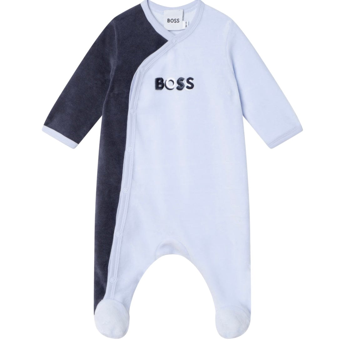 HUGO BOSS - Velour  Babygrow - Blue