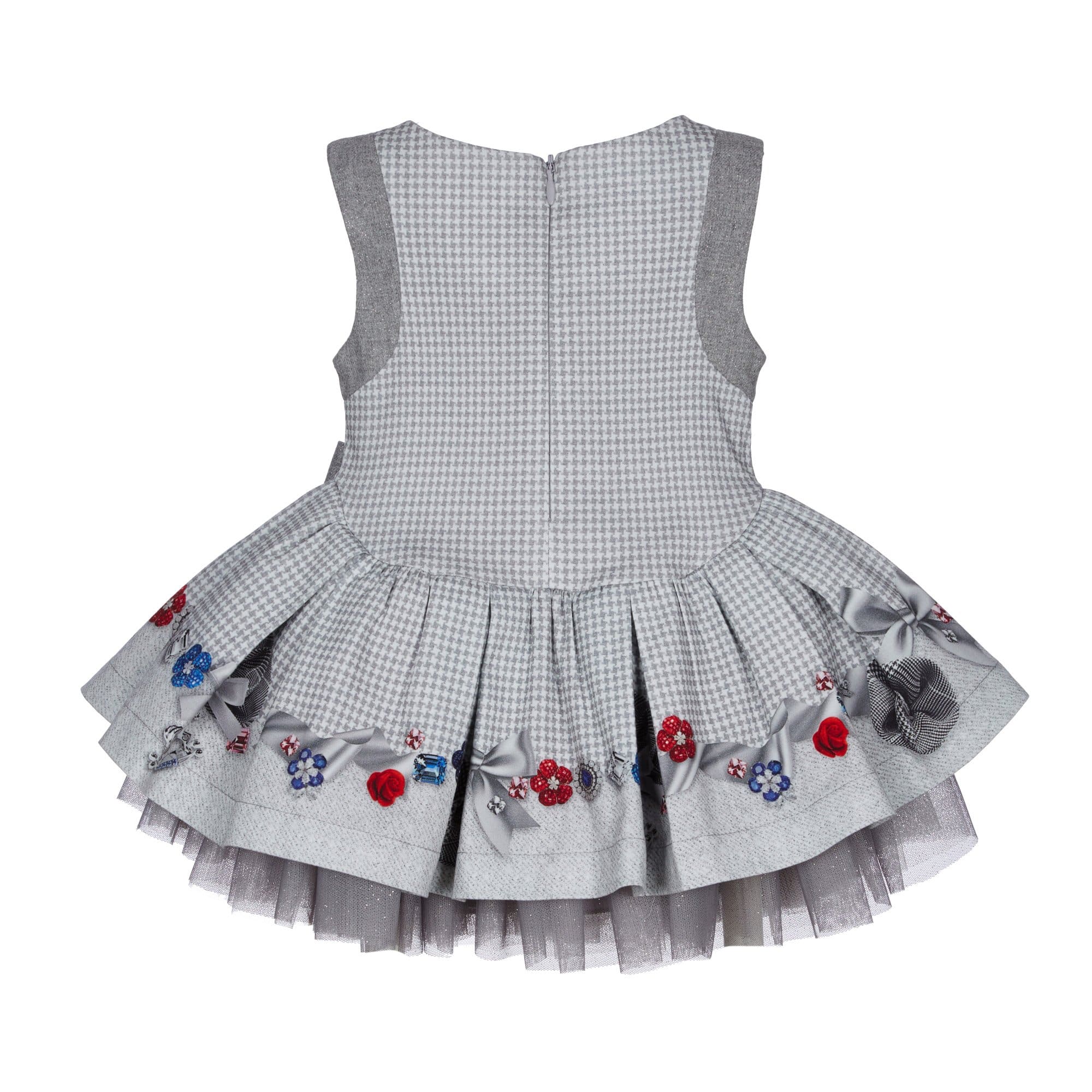 LAPIN HOUSE - Dog Tooth Swing Dress With Blouse - Grey