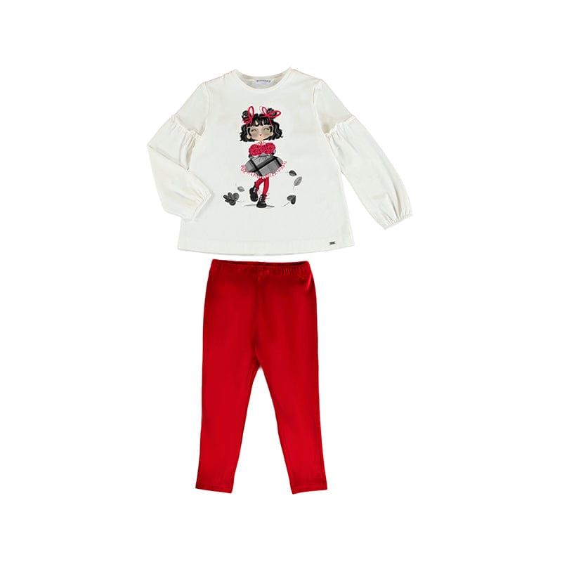 MAYORAL - Girl Velvet Legging Set - Red